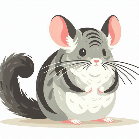 Gray chinchilla on a white background. Vector illustration in a flat style.のイラスト素材
