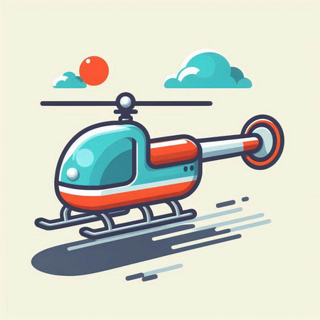 Helicopter icon. Vector illustration of a helicopter in flat style.のイラスト素材