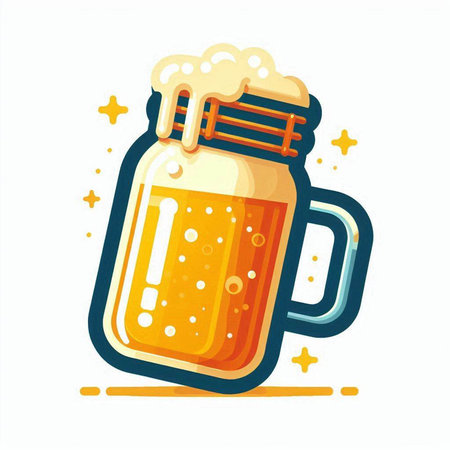 Illustration of a beer mug on a white background. Vector illustrationのイラスト素材