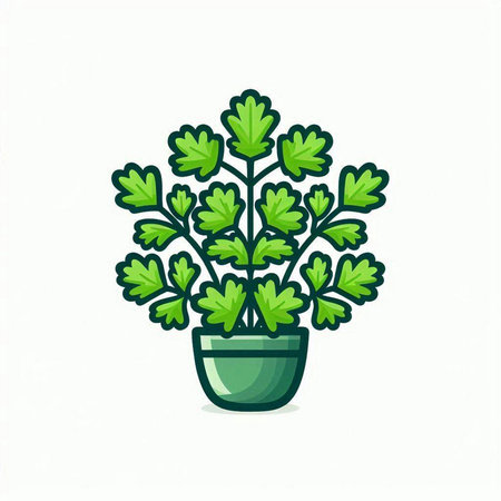 Parsley in a pot. Cute cartoon vector illustration.のイラスト素材