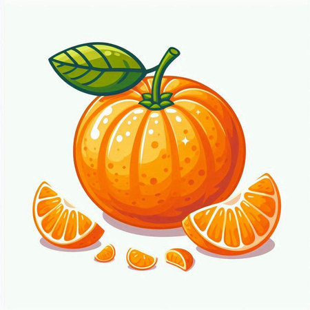 Orange fruit isolated on white background. Vector illustration for your design.のイラスト素材