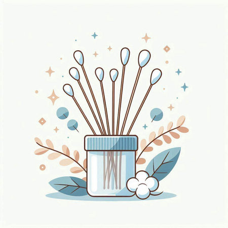 Cotton sticks in a jar. Vector illustration for your design.のイラスト素材