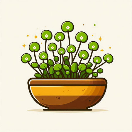 Illustration of a decorative plant in a pot. Vector illustration.のイラスト素材