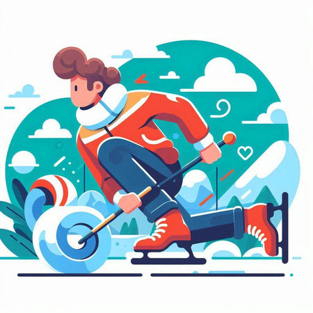 Winter sports. Young man riding on a snowboard. Vector illustrationのイラスト素材