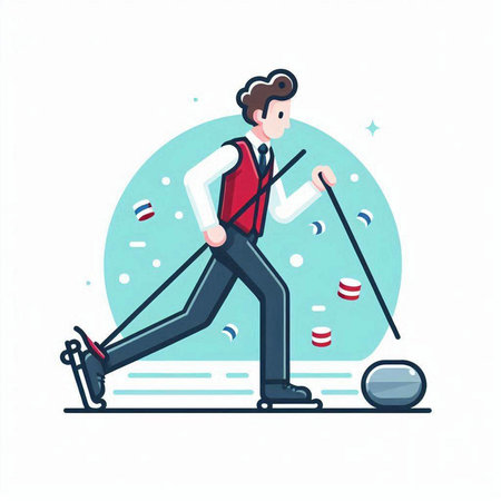 Illustration of a man playing hockey. Flat style vector illustration.のイラスト素材