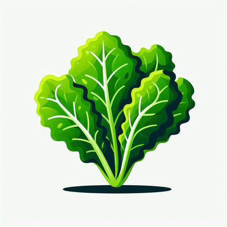 Lettuce leaves isolated on white background. Vector illustration in cartoon style.のイラスト素材