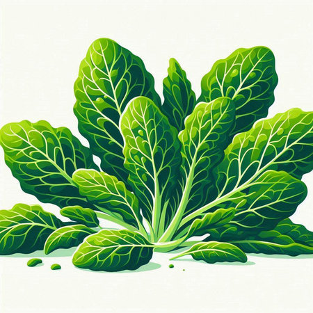 Illustration of a fresh green chard on a white background.のイラスト素材