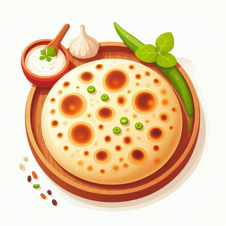 Illustration of a round pizza with cheese and spices on a white backgroundのイラスト素材