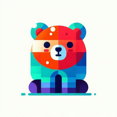 Cute cartoon bear on a white background. Vector illustration in a flat style.のイラスト素材
