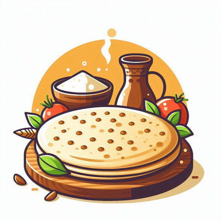 Pancakes with sour cream. Vector illustration in cartoon style.のイラスト素材