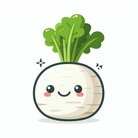 Cute kawaii turnip vegetable character. Vector illustration.のイラスト素材