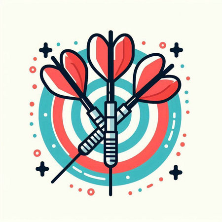 Darts vector illustration. Colorful flat design. Darts board with arrows.のイラスト素材