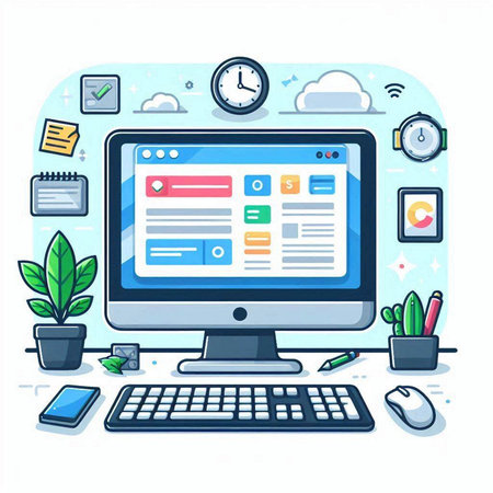 Flat design vector illustration concept of online education, e-learning.のイラスト素材