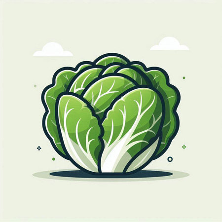 Cabbage icon. Vector illustration in flat style. Isolated on white background.のイラスト素材