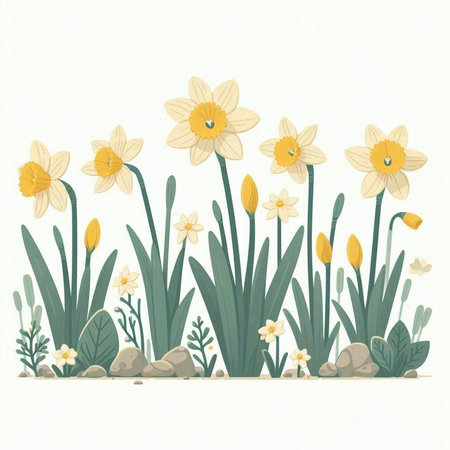 Narcissus flowers. Narcissus flowers. Vector illustration.のイラスト素材