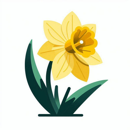 Narcissus flower isolated on white background. Flat vector illustration.のイラスト素材