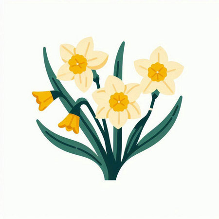 Narcissus flower isolated on white background. Flat vector illustration.のイラスト素材