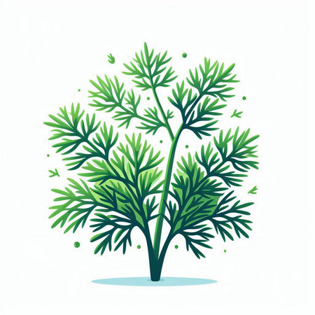 Fresh dill isolated on a white background. Hand drawn vector illustration.のイラスト素材