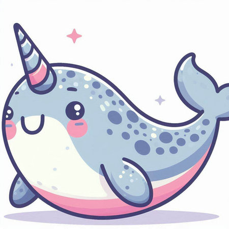 Cute narwhal. Vector illustration isolated on white background.のイラスト素材
