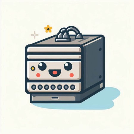 Vector illustration of a cartoon computer case isolated on a white background.のイラスト素材