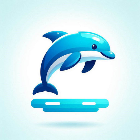 Dolphin icon. Vector illustration. Blue dolphin on white background.のイラスト素材