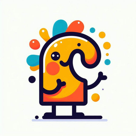 Cute monster with colorful splashes on white background. Vector illustration.のイラスト素材