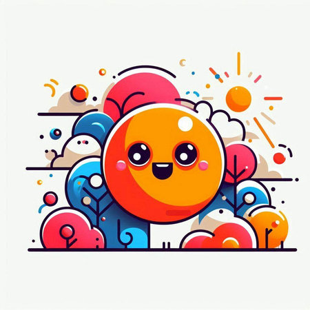 Cute cartoon apple character in colorful flat style. Vector illustration.のイラスト素材