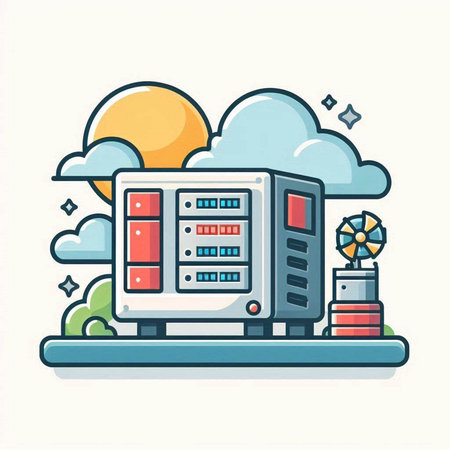 Data center icon in flat style. Vector illustration for web design.のイラスト素材