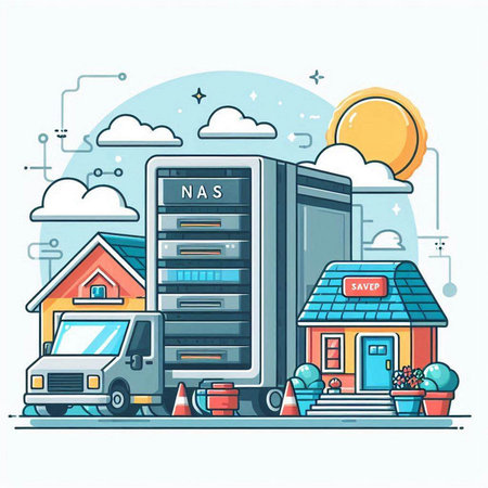 Big data center, cloud computing concept. Vector illustration in line art styleのイラスト素材