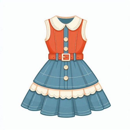 Cute cartoon girl dress isolated on white background. Vector illustration.のイラスト素材