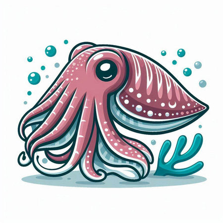 Illustration of a cute cartoon octopus isolated on a white backgroundのイラスト素材