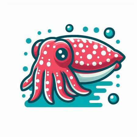 Octopus vector icon isolated on white background. Cute cartoon marine animal.のイラスト素材