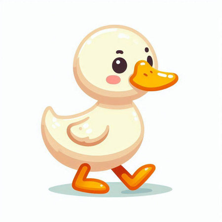 Cute cartoon duck. Vector illustration isolated on a white background.のイラスト素材