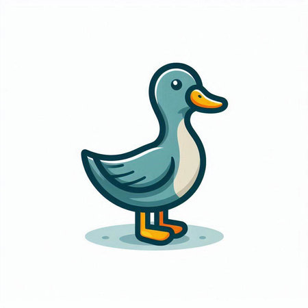 Duck isolated on white background. Cute cartoon vector illustration.のイラスト素材