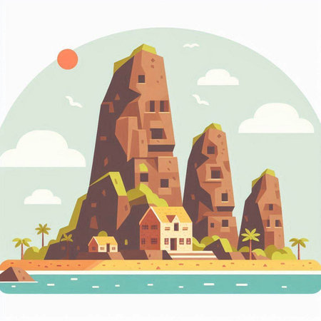 Vector illustration of the island in a flat style. The concept of travel.のイラスト素材