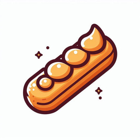 Illustration of a delicious eclair on a white background. Vector illustrationのイラスト素材