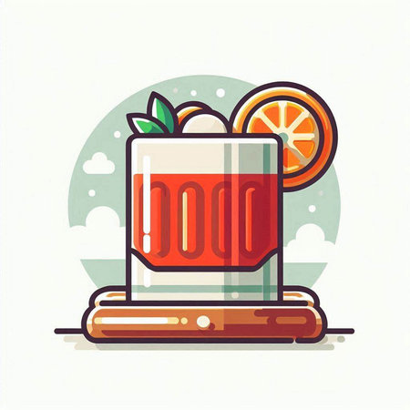 Cocktail with orange on a white background. Vector illustration.のイラスト素材