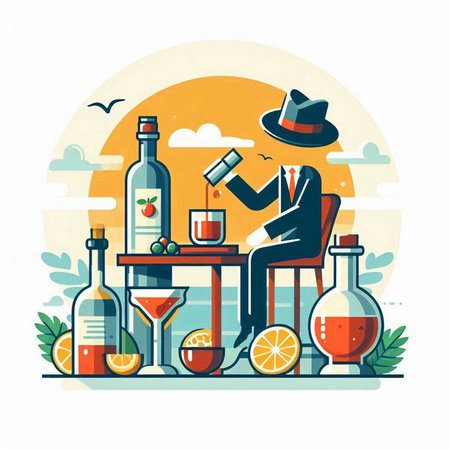 Cocktail party. Vector illustration in flat style on white background.のイラスト素材