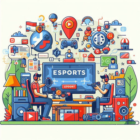 Flat design concept of esport, tournament, live streaming. Vector illustrationのイラスト素材