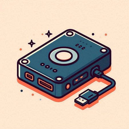 HDMI isometric icon, vector illustration. Flat design style.のイラスト素材