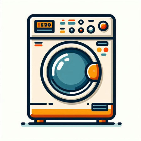 Washing machine icon in flat style isolated on white background. Vector illustration.のイラスト素材