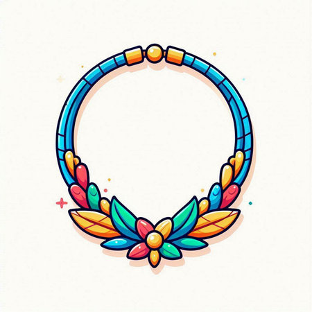 Illustration of a Colorful Bracelet with Colorful Flowersのイラスト素材
