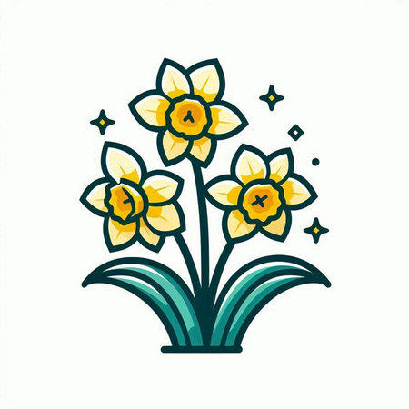 Daffodil flowers in a vase. Vector illustration.のイラスト素材