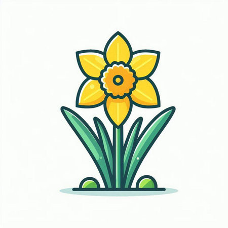 Daffodil flower icon. Flat vector illustration of narcissus flower.のイラスト素材