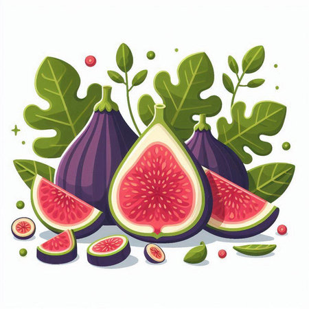Figs and figs on a white background. Vector illustration.のイラスト素材