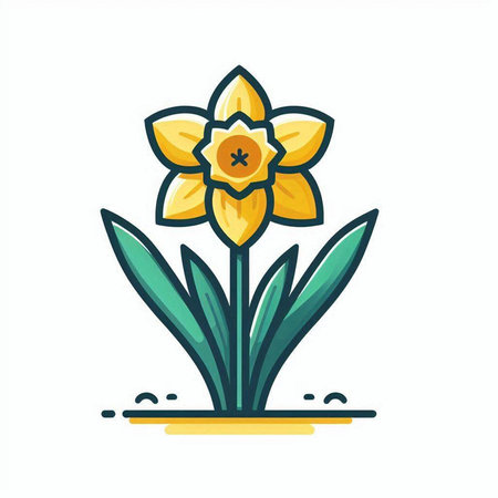 Narcissus flower icon. Vector illustration in flat style.のイラスト素材