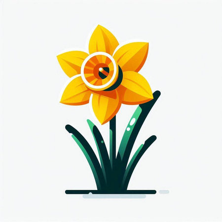 Narcissus flower vector icon. Spring symbol. Flat design.のイラスト素材