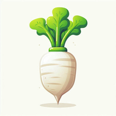 Illustration of a white radish on a white background, vector illustrationのイラスト素材