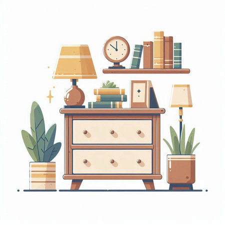 Furniture and home decoration. Vector illustration in flat style.のイラスト素材