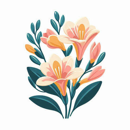 Hand drawn vector watercolor illustration of a bouquet of flowers.のイラスト素材